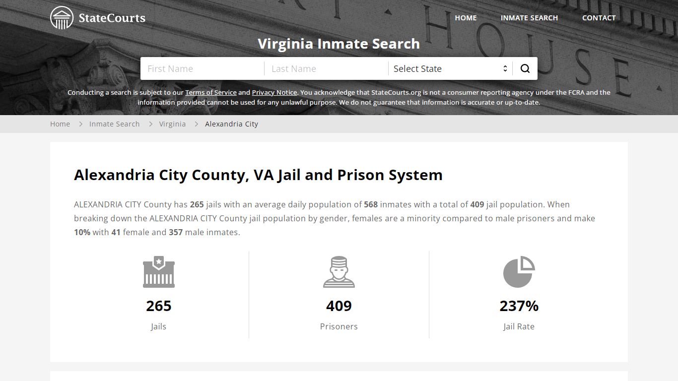 Alexandria City County, VA Inmate Search - StateCourts